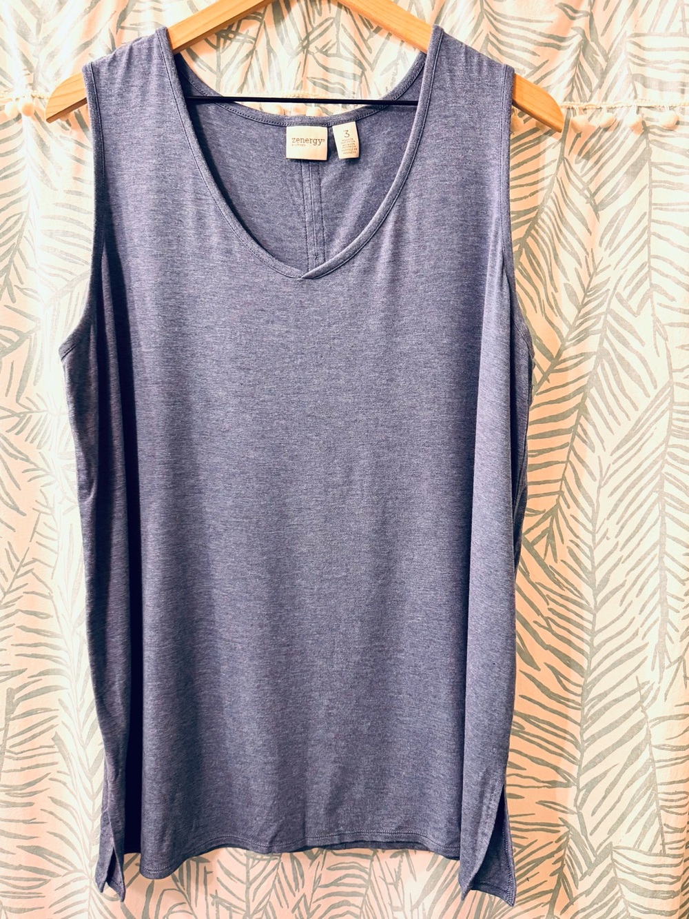 Soft, Blue V-Neck Tank Top with Buttons up Back